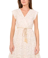 Vince Camuto Women's Embroidered Eyelet Tiered Midi Dress