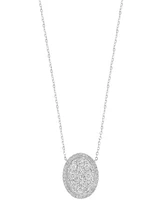 Effy Diamond Cluster Oval Halo 18" Pendant Necklace (5/8 ct. t.w.) in Sterling Silver
