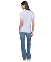 Karl Lagerfeld Paris Women's Embellished Stripe Crewneck Tee