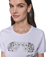 Karl Lagerfeld Paris Women's Embellished Sunglasses Tee