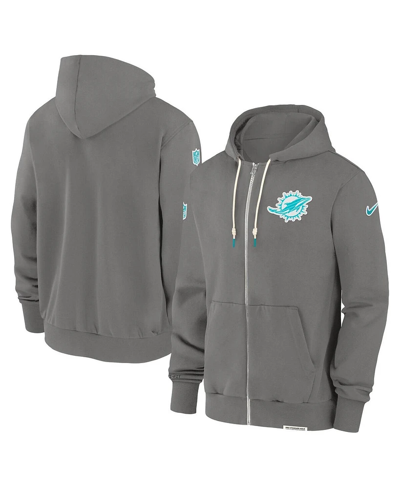 Nike Men's Pewter Miami Dolphins Player Full-Zip Performance Hoodie