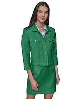 Karl Lagerfeld Paris Women's Linen-Blend 3/4-Sleeve Jacket
