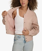 Levi's Women's Ribbed-Edge Cropped Denim Bomber Jacket