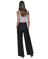 Karl Lagerfeld Paris Women's Linen-Blend Wide-Leg Pants