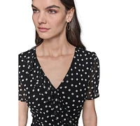 Karl Lagerfeld Paris Women's Dot-Print Ruffle Midi Dress