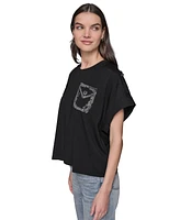 Karl Lagerfeld Paris Women's Embellished-Pocket Tee