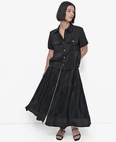Dkny Women's Short-Sleeve Button-Front Tech Shirt