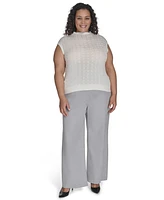 Calvin Klein Plus Cable Knit Cap Sleeve Sweater