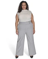 Calvin Klein Plus High Rise Wide-Leg Pants