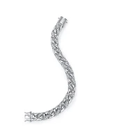 Men's Sterling Silver Iced Out Cubic Zirconia Braided Cuban Chain Bracelet