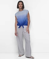Dkny Women's Sleeveless Ombre Tie-Front Blouse