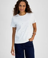 I.n.c. International Concepts Petite Cotton Embellished Top, Exclusively at Macy's