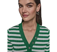 Karl Lagerfeld Paris Women's Stripe Short-Sleeve Sweater