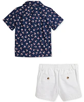 Polo Ralph Lauren Baby Boys Anchor-Print Camp Shirt & Canvas Short Set