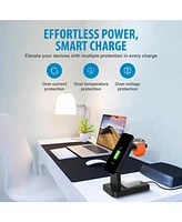 Brookstone 3-In-1 Wireless Charging Station for Phone, Apple Watch, and Airpods with 4ft Cable