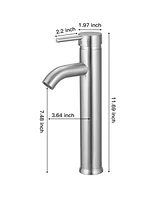 Single Hole Single Handle Bathroom Vessel Sink Faucet With Drain Assembly in Brushed Nickel