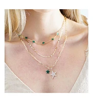 The Lovery Mini Malachite Clover Necklace 14K Gold