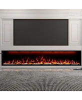 Smart 88" Wall-Mounted Electric Fireplace with Realistic Flame Effects, Dual Heating, and Alexa Compatibility