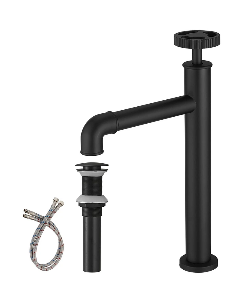 Industry Style Single Handle Single Hole Vessel Sink Faucet in Matte Black