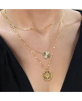 The Lovery Fluted Gold Single Four Leaf Clover Necklace 14K Gold