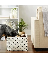 Bone Dry Collapsible Pet Storage Bin with Rope Handles Paw/Bone Print