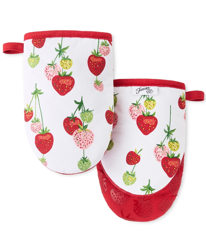 Fiesta Falling Strawberries Mini Cotton Oven Mitt Set, 5.5" x 8"