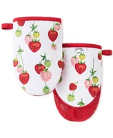 Fiesta Falling Strawberries Mini Cotton Oven Mitt Set, 5.5" x 8"