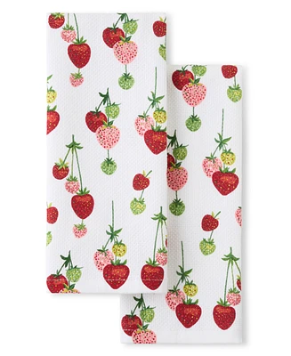 Fiesta Falling Strawberries Cotton Kitchen Towel Set, 16" x 28"