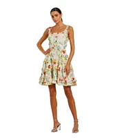 Mac Duggal Women's Ruffle Floral Sweetheart Neck Mini Dress