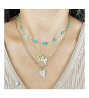 The Lovery Turquoise Heart Station Necklace 14K Gold