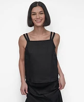 Dkny Women's Linen Tie-Strap Tank Top