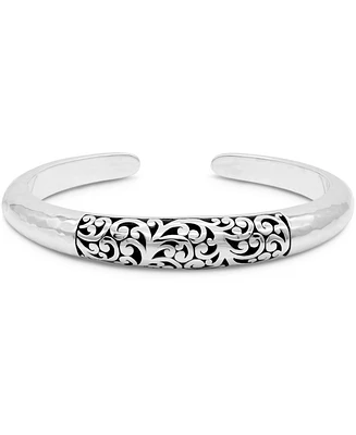 Devata Bali Hammer Filigree Cuff Bracelet in Sterling Silver, Medium