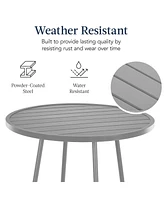 Best Choice Products 3-Piece Steel Patio Bar Height Round Bistro Set w/ Backless Stools