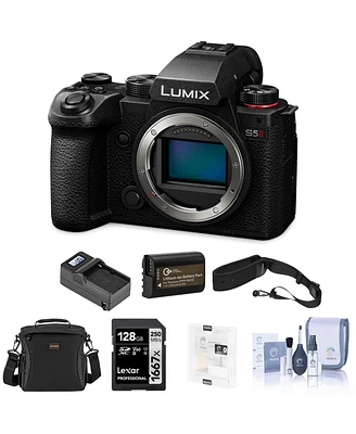 Panasonic Lumix S5II Mirrorless Camera Bundle with 128GB Sd Card, Shoulder Bag, Extra Battery, Charger, Screen Protector, Camera Strap, Cleaning Kit
