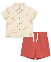 Little Me Baby Boys 2-Pc. Fish Seersucker Button-Down Shirt & Shorts Set