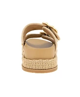BCBGeneration Women's Bexxi Double Buckle Raffia Footbed Sandals