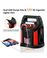 Jump Starter Air Compressor Power Bank Charger with Led Light and Dc Outlet