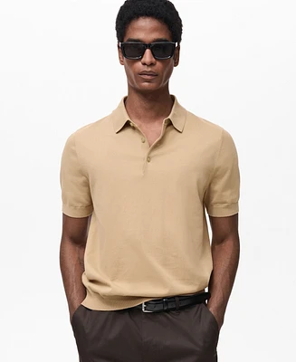 Mango Men's Cotton Fine Knit Polo Shirt
