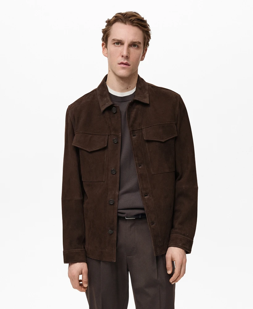 Mango Men's Pocketed Suede Jacket