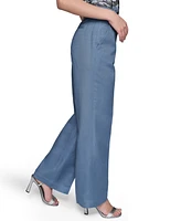 Karl Lagerfeld Paris Women's Mid-Rise Wide-Leg Pants