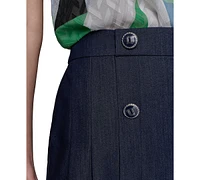 Karl Lagerfeld Paris Women's Pleated Button-Trim Skirt