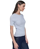 Karl Lagerfeld Paris Women's Ribbed Chain-Neck Top