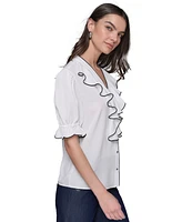 Karl Lagerfeld Paris Women's Ruffled Short-Sleeve Blouse