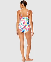 Anne Cole Women's Watercolor Paisley V-Front One-Piece Swimsuit