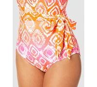 Anne Cole Women's Tie Dye Foulard High-Neck Plunge One-Piece Swimsuit