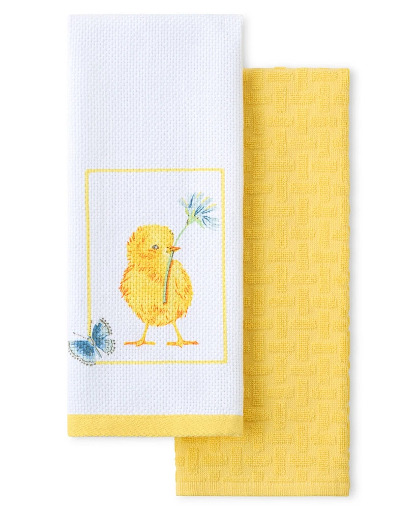 Fiesta Easter Chick Cotton Kitchen Towel Set, 16" x 28"