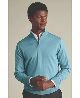 Charles Tyrwhitt Men's Merino Zip Neck Long Sleeve Sweater