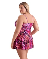 ShapeSolver by Mimi Flamingo Women's Shake A Palm Bow Front Swimdress