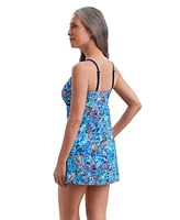 ShapeSolver by Mimi Flamingo Women's Leaf Encounter Empire Swimdress