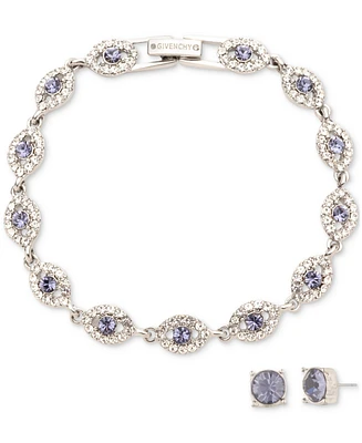 Givenchy Mixed Crystal Flex Bracelet & Stud Earrings Set